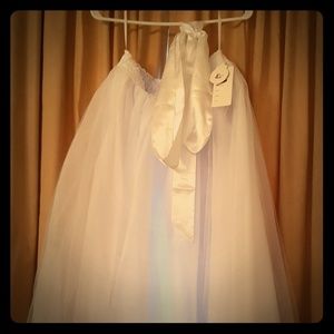 Long white tulle skirt